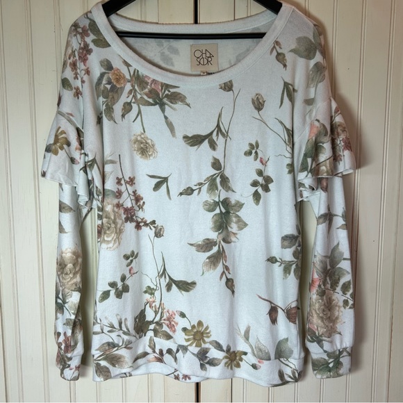 CHASER Love Knit Ruffle Tier Dolman Soft Sweater M NWOT - Picture 1 of 7